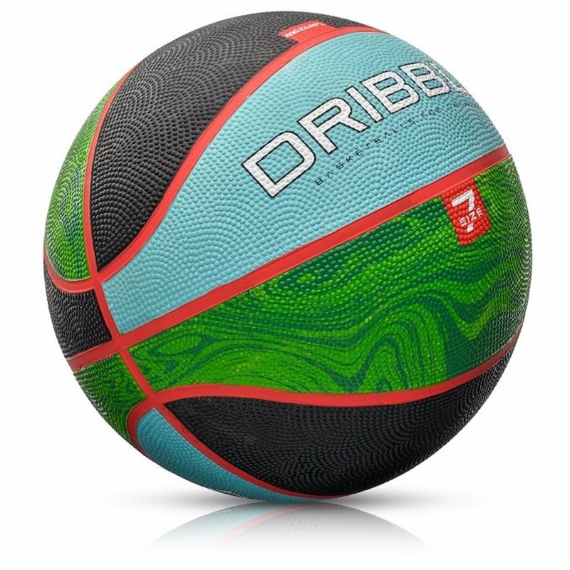 Basketbalový lopta Meteor Dribble, veľkosť 7, čierno-zeleno-modrá farba
