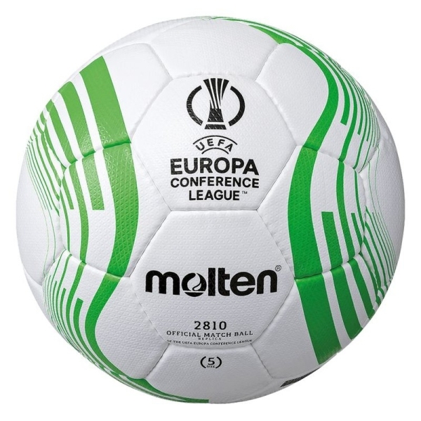 Futbalová lopta Molten UEFA Conference League 2810, veľkosť 5, bielo-zelená farba Futbalová lopta Molten UEFA Conference League 2810, veľkosť 5, bielo-zelená farba