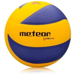 Volejbalová lopta Meteor Chili PU, veľkosť 4, žlto-modrá farba