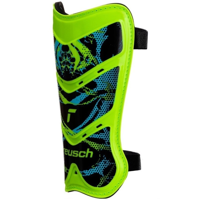 Reusch Shinguard Attakt Lite futbalový chránič, veľkosť L, farba zeleno-čierno-modrá