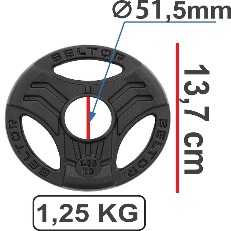 Beltor liatinová rukoväť Závažie "FASTGRIP" / Železné dosky rukoväte 1,25 kg