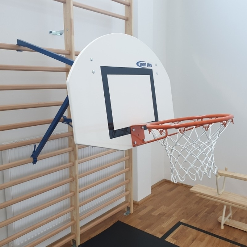 Basketbalová súprava zavesená na gymnastickom rebríku, s doskou typu MiniStreetBall 90 x 70 cm