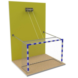 Hliníkové vystužené hádzanárske bránky PREMIUM (2 x 3 m) vyvýšené na stene