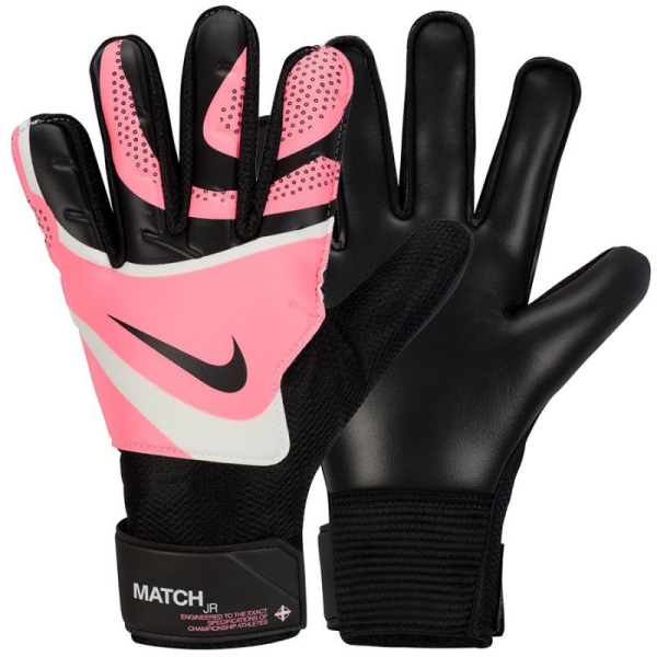 Brankárske rukavice Nike GK Match JR, čierne, ružové a biele Brankárske rukavice Nike GK Match JR, čierne, ružové a biele