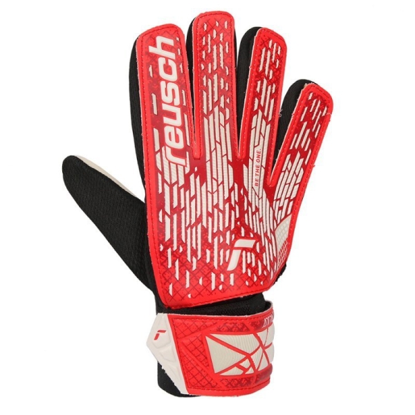 Brankárske rukavice Reusch Attrakt Starter Solid Junior, červeno-biele Brankárske rukavice Reusch Attrakt Starter Solid Junior, červeno-biele