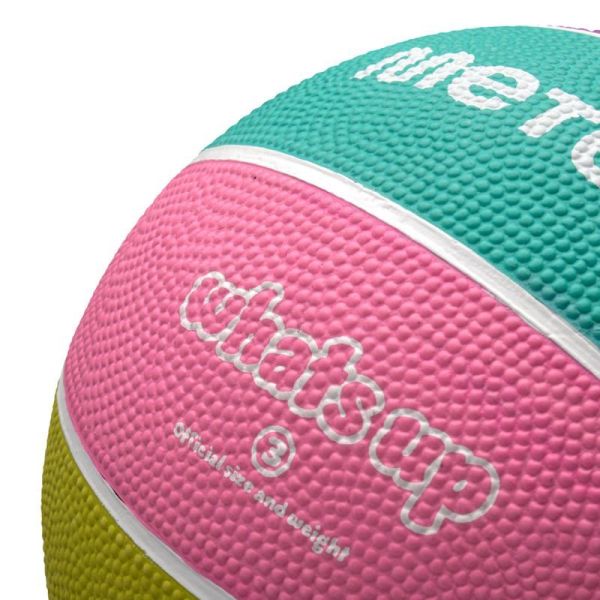 Basketbalová lopta Meteor Whats Up, veľkosť 3, farba fialovo-ružovo-zeleno-ružová