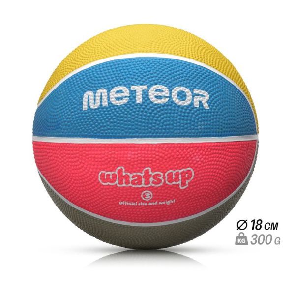Basketbalová lopta Meteor Whats Up, veľkosť 3, farba fialovo-ružovo-zeleno-ružová