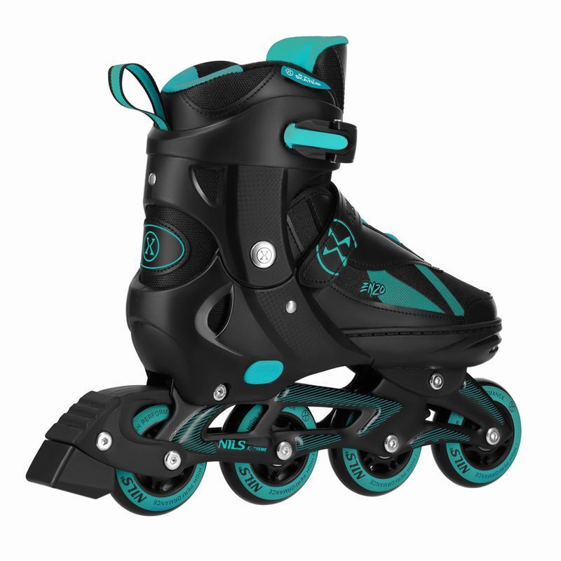Inline korčule Nils Enzo 2 v 1, NH382, veľkosť 28/31, farba čierna/tyrkysová