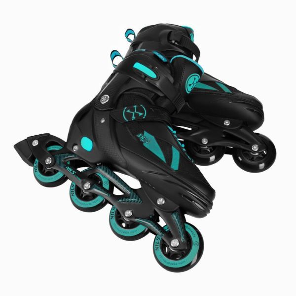 Inline korčule Nils Enzo 2 v 1, NH382, veľkosť 28/31, farba čierna/tyrkysová