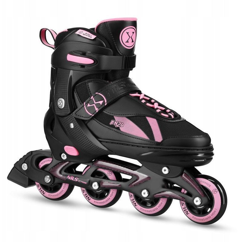 Inline korčule Nils Enzo 2 v 1, NH382, čierna/ružová farba