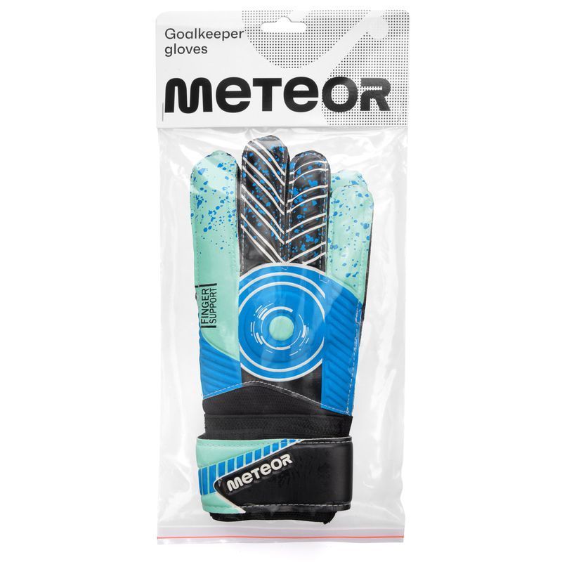 Brankárske rukavice Meteor Defence, mätovo čierna, námornícka a biela farba