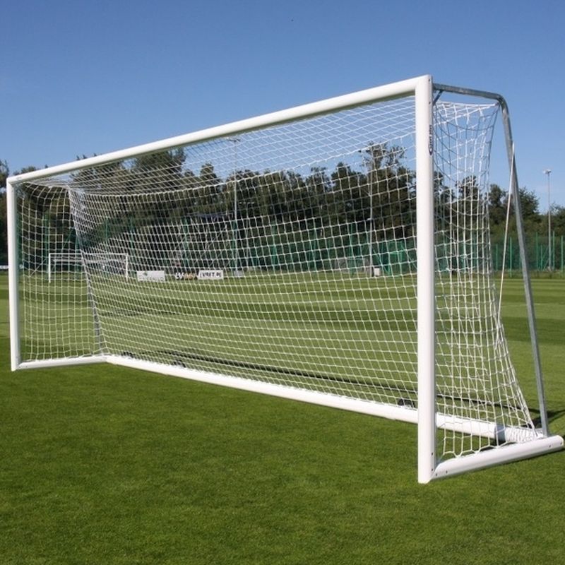 Futbalové bránky 7,32 x 2,44 m mobilné s kolieskami, hliník, oválny profil 120 x 100 mm, hĺbka 80/200 cm