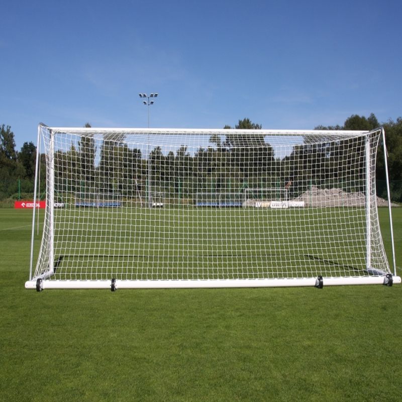 Futbalové bránky 7,32 x 2,44 m mobilné s kolieskami, hliník, oválny profil 120 x 100 mm, hĺbka 80/200 cm