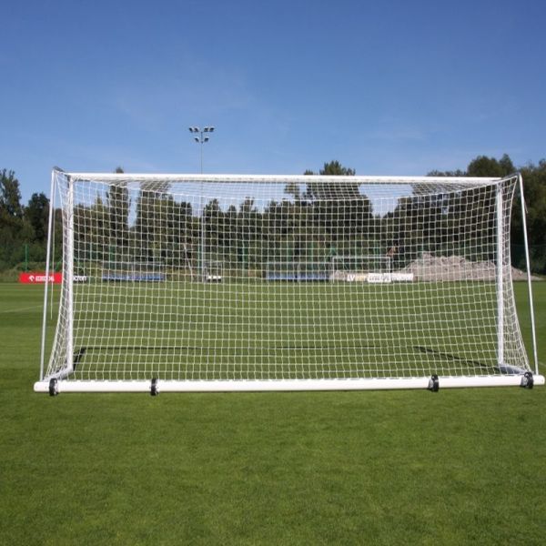 Futbalové bránky 7,32 x 2,44 m mobilné s kolieskami, hliník, oválny profil 120 x 100 mm, hĺbka 80/200 cm