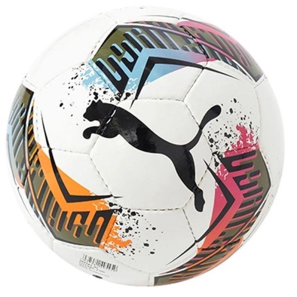 Halový futbal Puma Futsal 2HS, veľkosť 4, farba bielo-modro-oranžovo-červeno-ružová