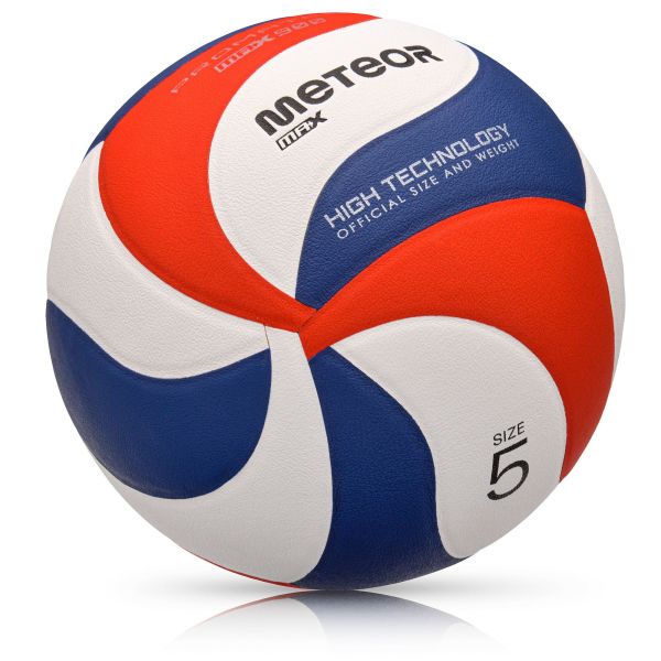 Volejbalová lopta Meteor Max 900, veľkosť 5, bielo-červeno-zelená farba