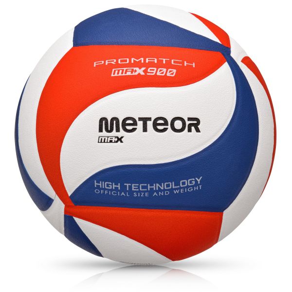 Volejbalová lopta Meteor Max 900, veľkosť 5, bielo-červeno-zelená farba