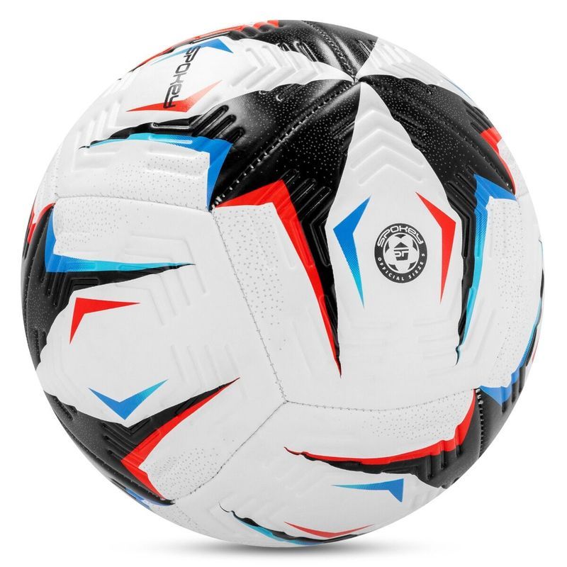 Futbalová lopta Spokey Flick, veľkosť 5, farba bielo-čierno-modro-červená